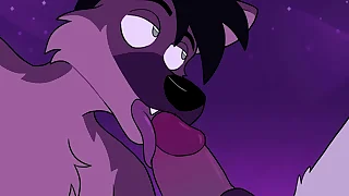 Lobo furry comendo passarinho happy-go-lucky na praia